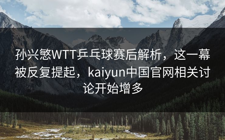 孙兴慜WTT乒乓球赛后解析，这一幕被反复提起，kaiyun中国官网相关讨论开始增多